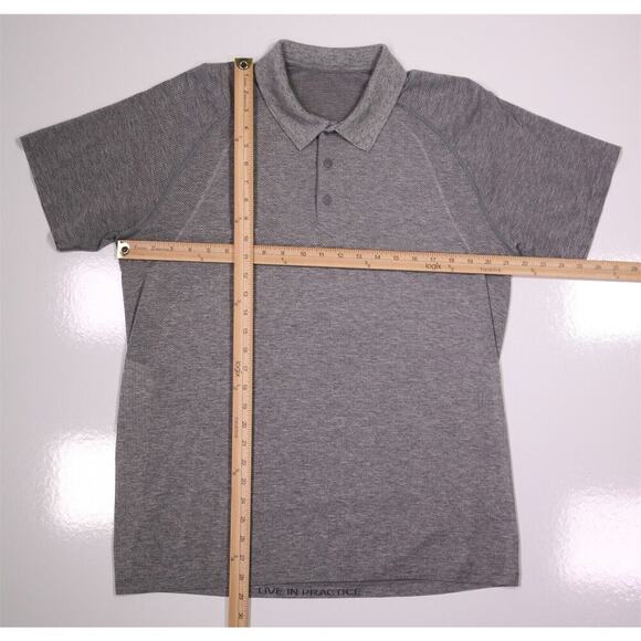 Lululemon Men's Evolution Gray Knit Golf Performance Polo Shirt~ Medium - Picture 5 of 8